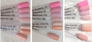 Once Upon A Manicure & Kiss Kiss Swatch Stick Comparisons Indoor, LED, Outdoor